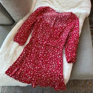 Zara red floral dress